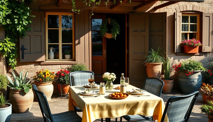 Charming summer home renovations setup with outdoor dining.