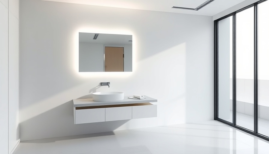 Modern bathroom with LED mirror lighting upgrade.