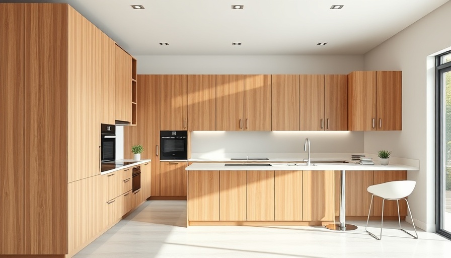 Stylish contemporary kitchen after remodeling with wooden cabinetry