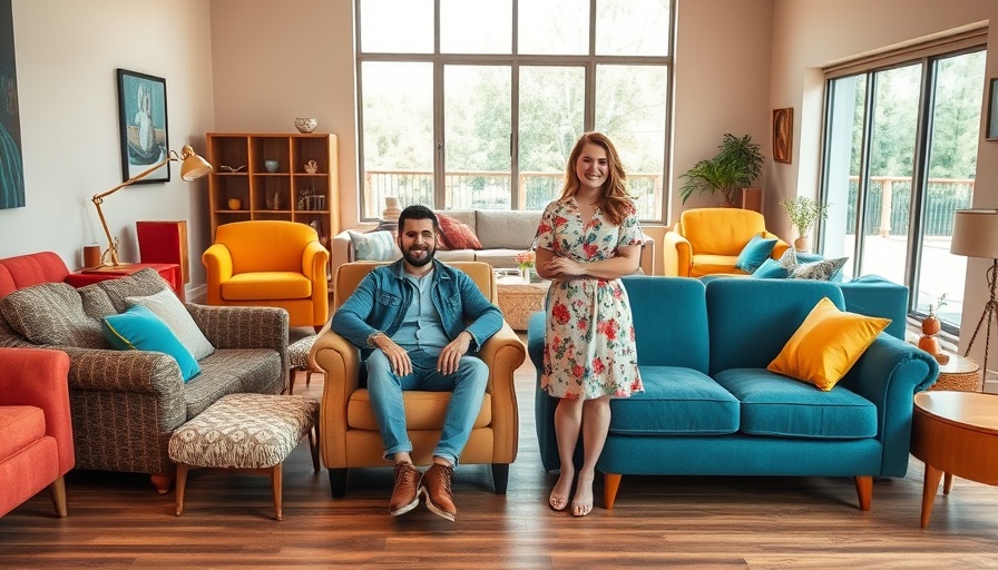 Emily Henderson sofa line showcase with diverse colorful sofas.