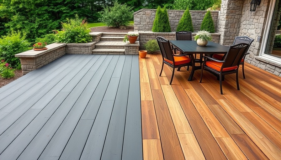 Fiberon vs. Trex Decking Comparison showing smooth and textured finishes.