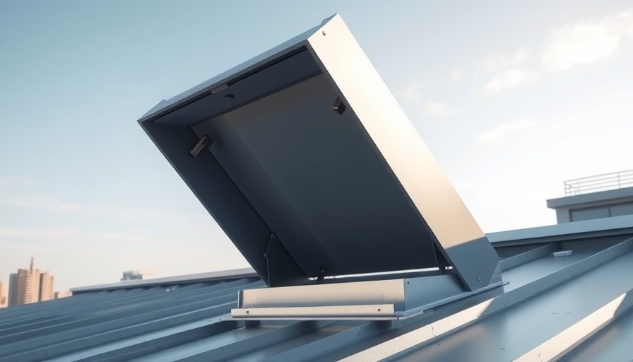 Modern roof access hatch open on an urban rooftop, Benefits of Installing a Roof Access Hatch.