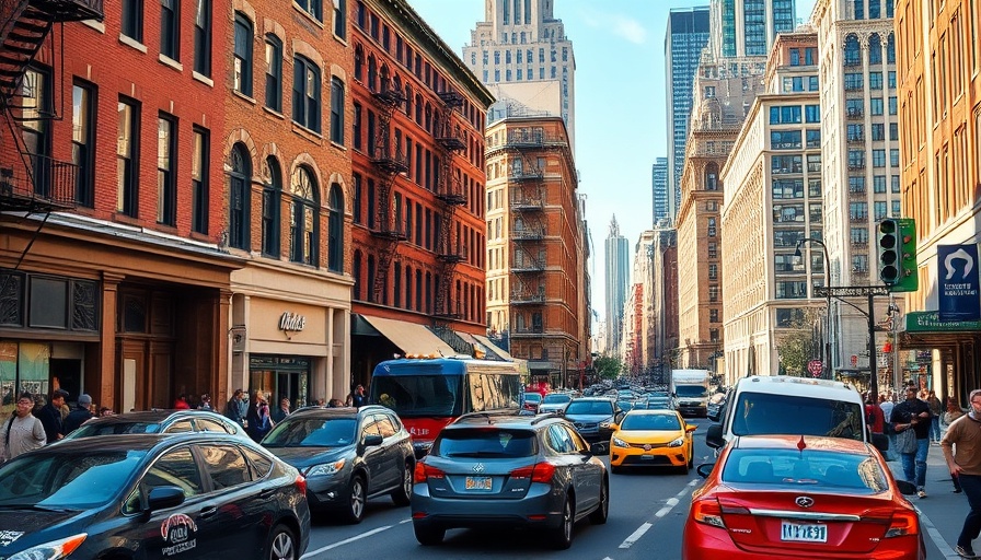 Busy street scene with traffic and pedestrians, contractors negligence Legionnaires outbreak context.