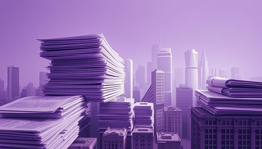 Abstract cityscape of documents symbolizing borrowed construction employee liability.