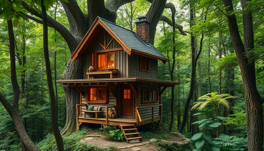 Charming treehouse hotel in Herefordshire forest, surrounded by trees.