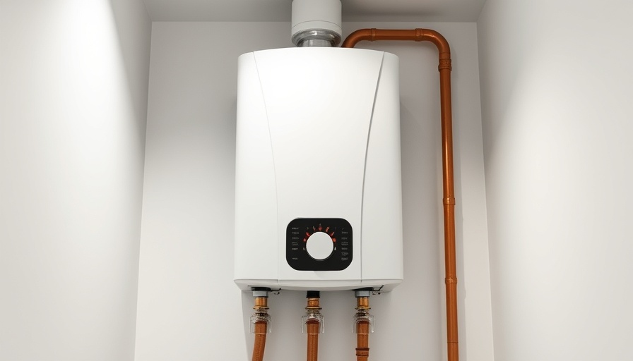 Modern water heater with copper pipes in a minimalist space, illustrating how a water heater works.