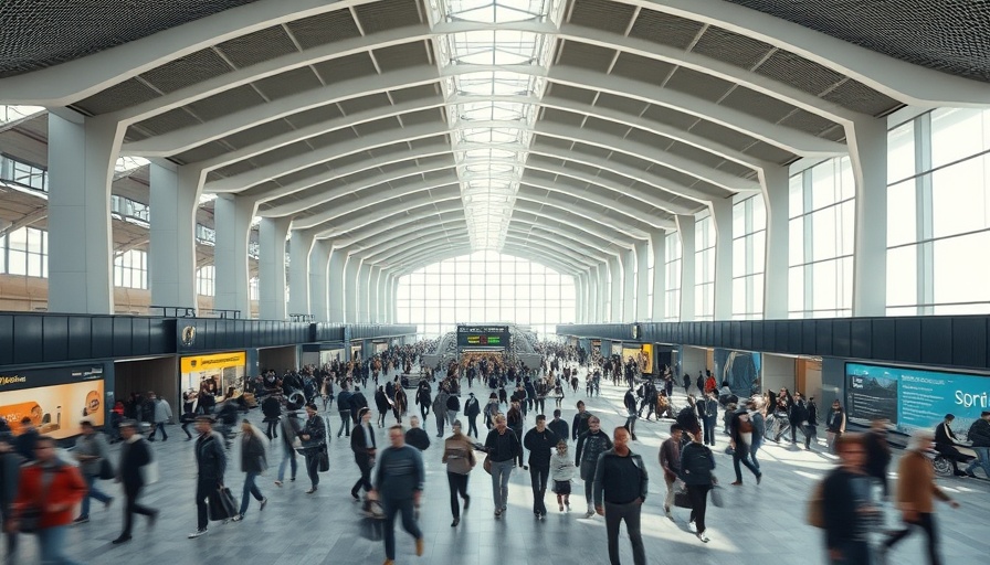 Modern transit hub bustling with a crowd, home remodeling service setting inspiration.