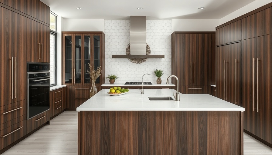 Modern kitchen with dark wood inset cabinetry.