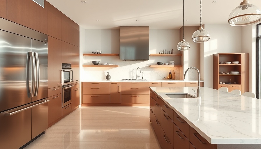 Modern kitchen with marble countertops and sleek appliances for kitchen remodeling.