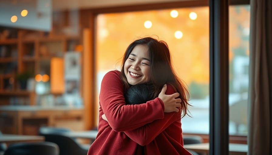 Happy mother and daughter seen through laminated double glazing.
