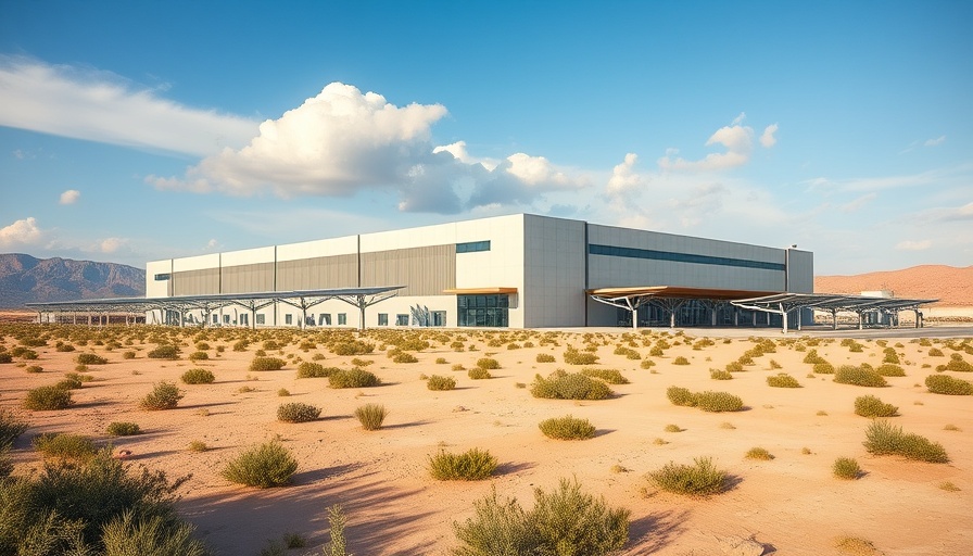 Modern semiconductor facility in Arizona with solar panels.