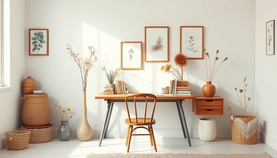 Minimalistic home workspace with decor for home renovation events this fall.
