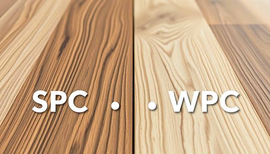 Comparison of SPC and WPC flooring showing diverse textures and colors.