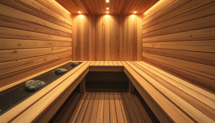 Relaxing dry sauna with wooden benches and heater stones, highlighting the health benefits.