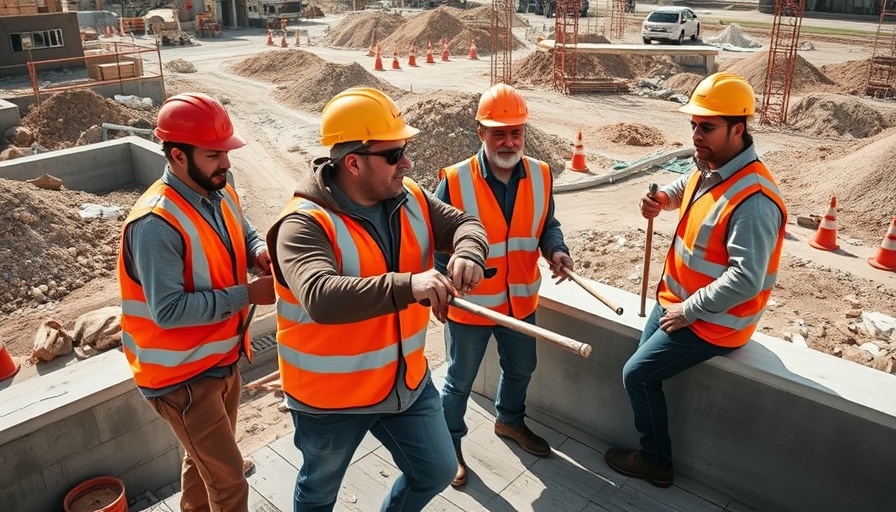 Construction workers at site highlighting mental health crisis in construction.