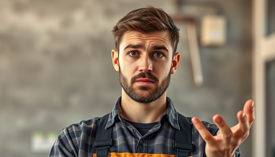 Tradesperson in hard hat showing confusion, disputes between tradespeople and clients.