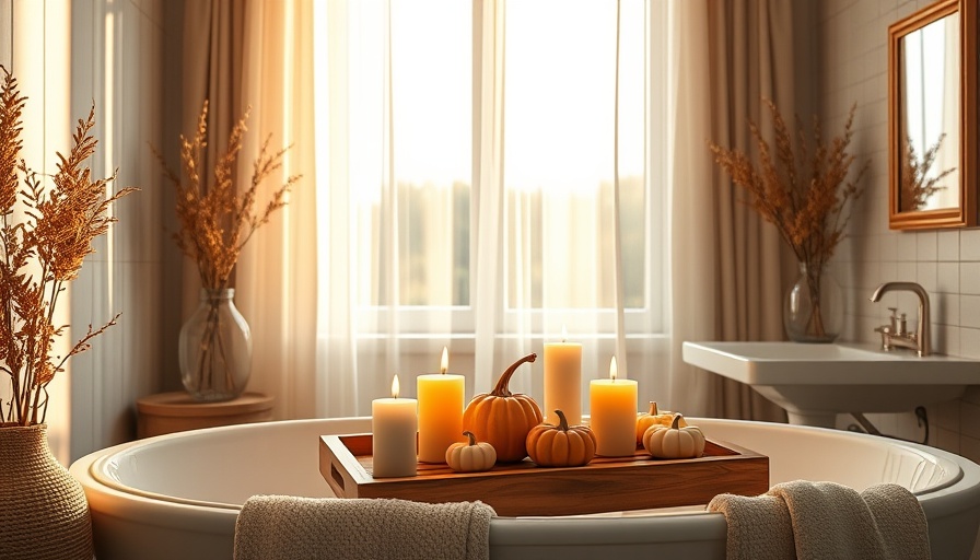Bright bathroom with autumn decor, home remodeling service near me focus.