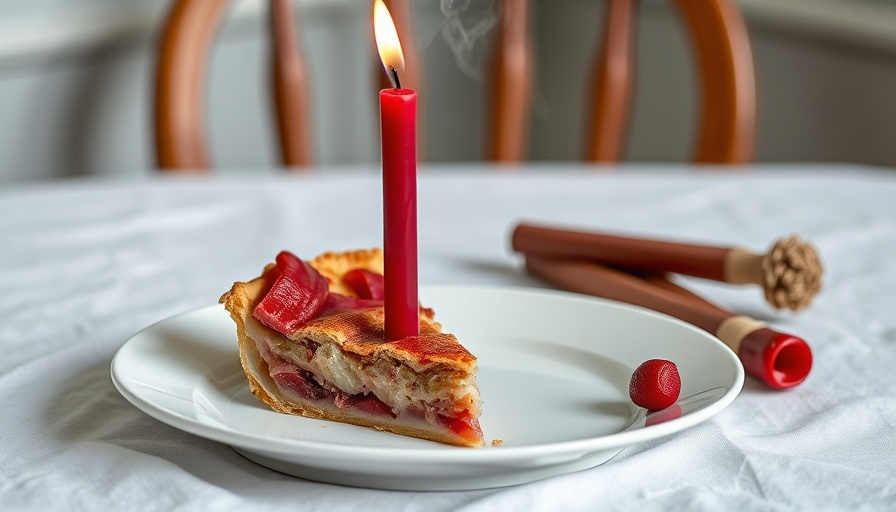 Celebration candle on pie slice with smoke, highlighting everyday celebrations.