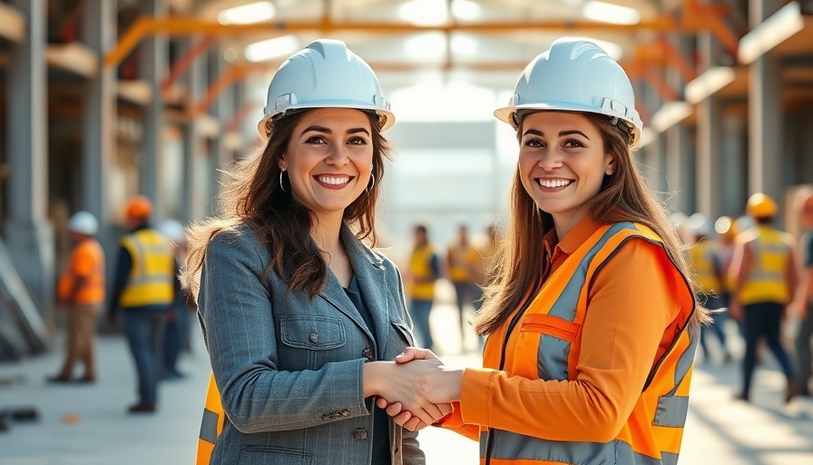 Professional women shaking hands at construction site for home remodeling service near me.