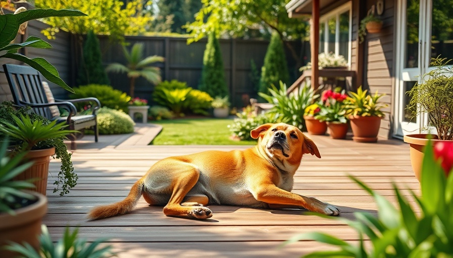 Lush garden at landscape hotel in Ireland with relaxed dog.