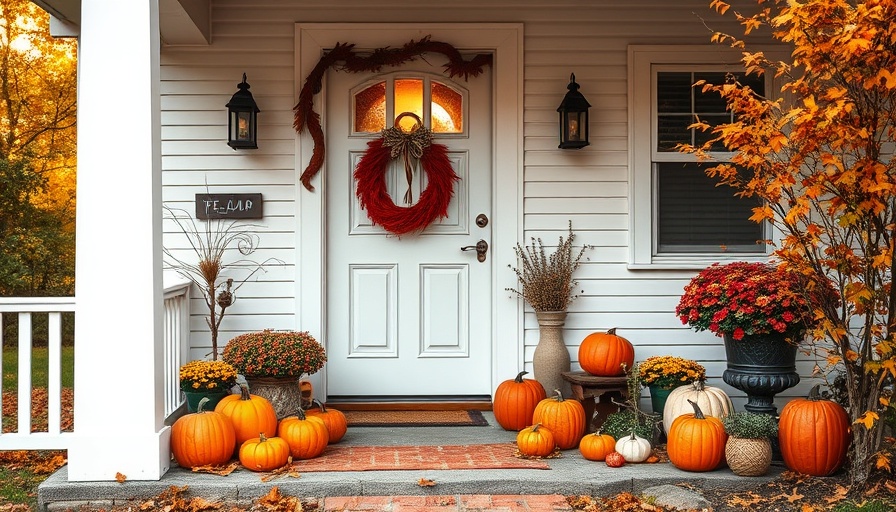 Charming fall front door decor combos with pumpkins and Halloween elements.