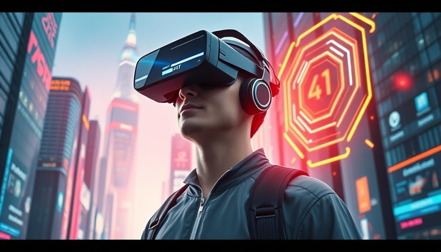 Futuristic cityscape with VR and automation themes, showcasing smart automation tools.
