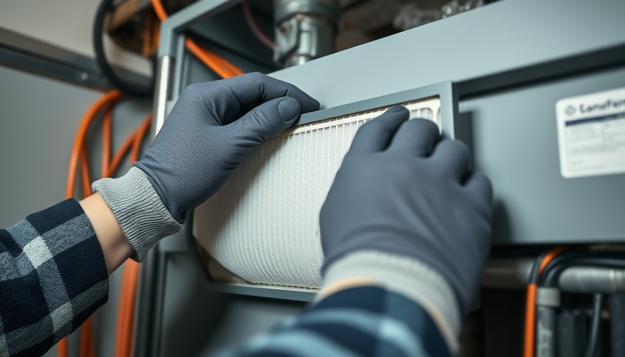 Person replacing furnace filter for air quality maintenance.