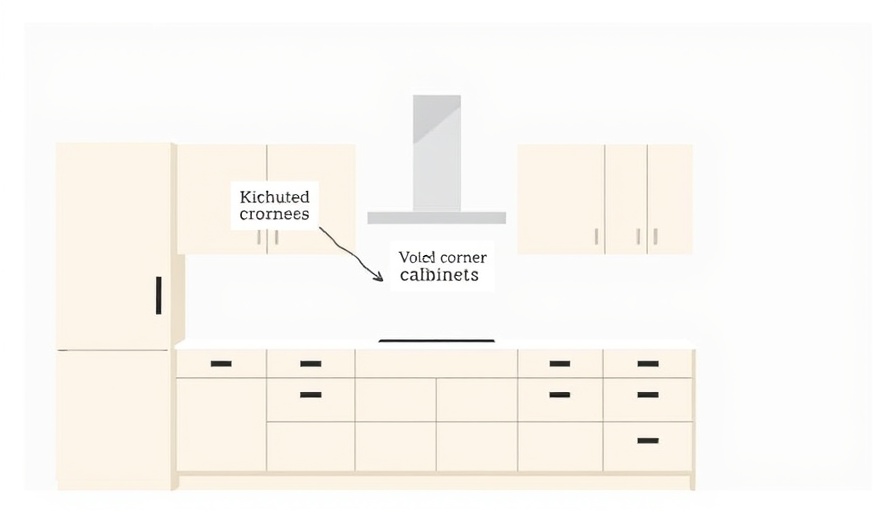 Diagram of voiding a corner in kitchen design with cabinets.