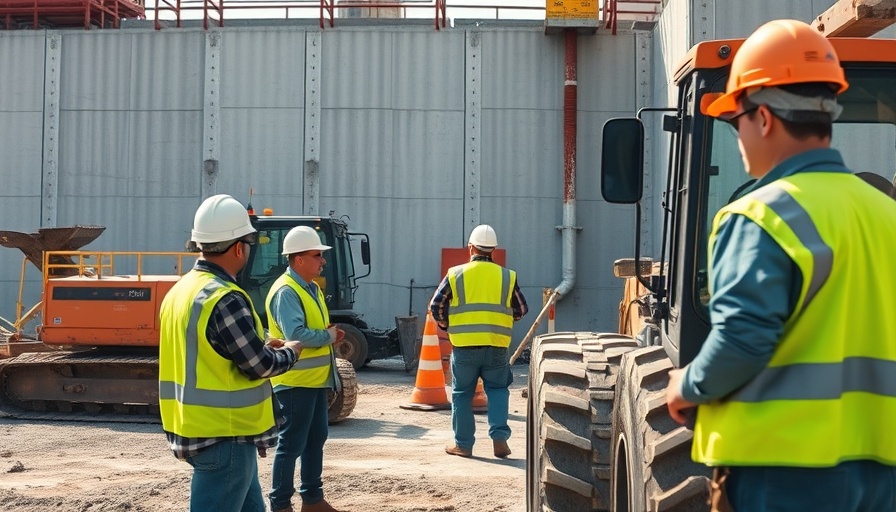 Busy construction site showcasing active workers and machinery.