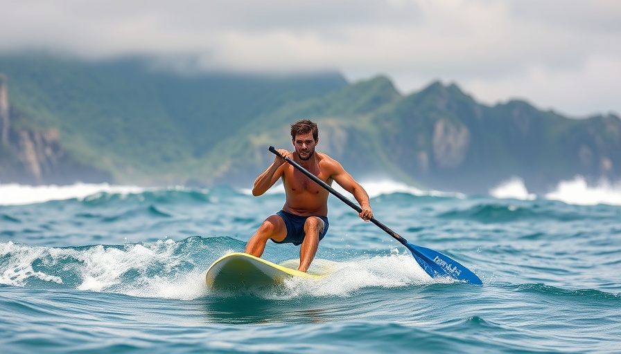 Paddleboarder at 2025 ISA World SUP Championship El Salvador in ocean.