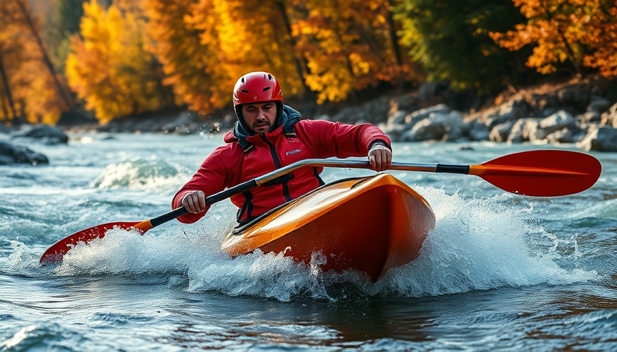 Improve your river running skills kayaking through rapids in autumn.