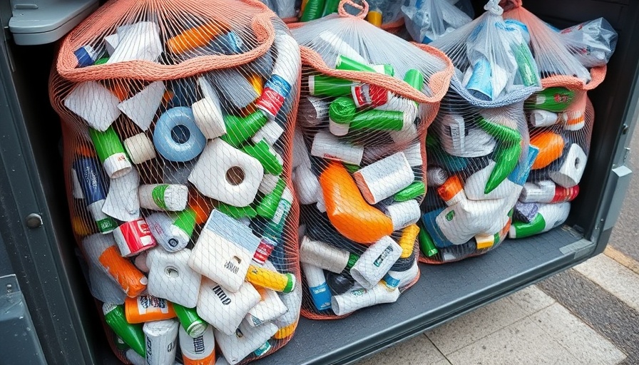 Corsair plastic recycling transport in progress, bags of waste in van.