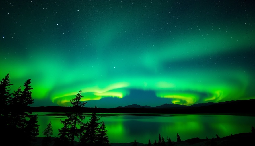 Spectacular Northern Lights in the United States over a calm lake.