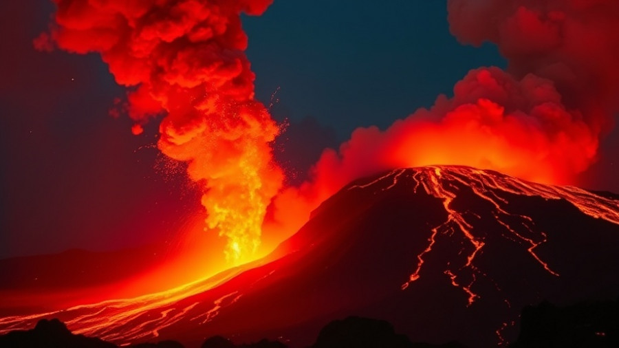 Kīlauea Volcano eruption at night with lava shooting 1500 feet high.