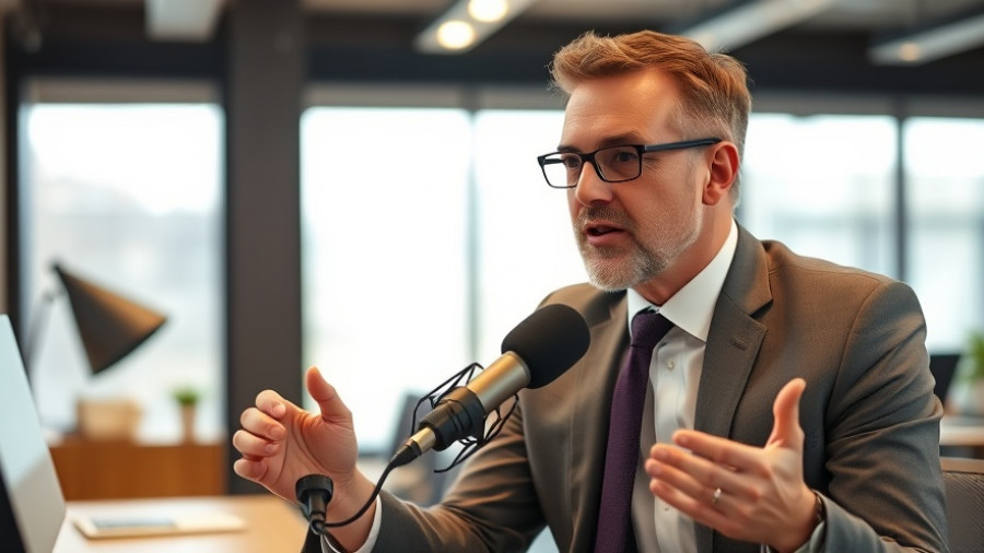 Professional discussing the plastic waste industry solutions on a podcast.