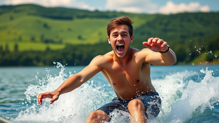 Energetic young man using Surf Winch of Doom