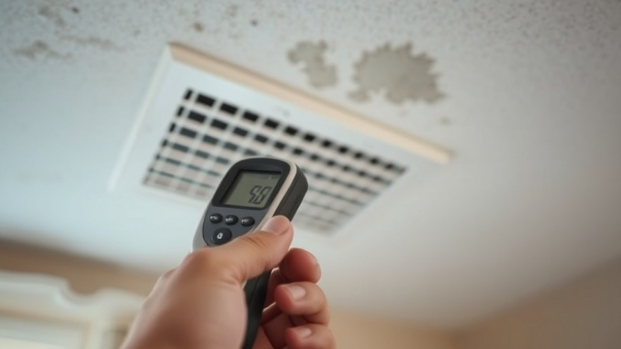Ceiling mold prevention assessment with moisture meter by vent.