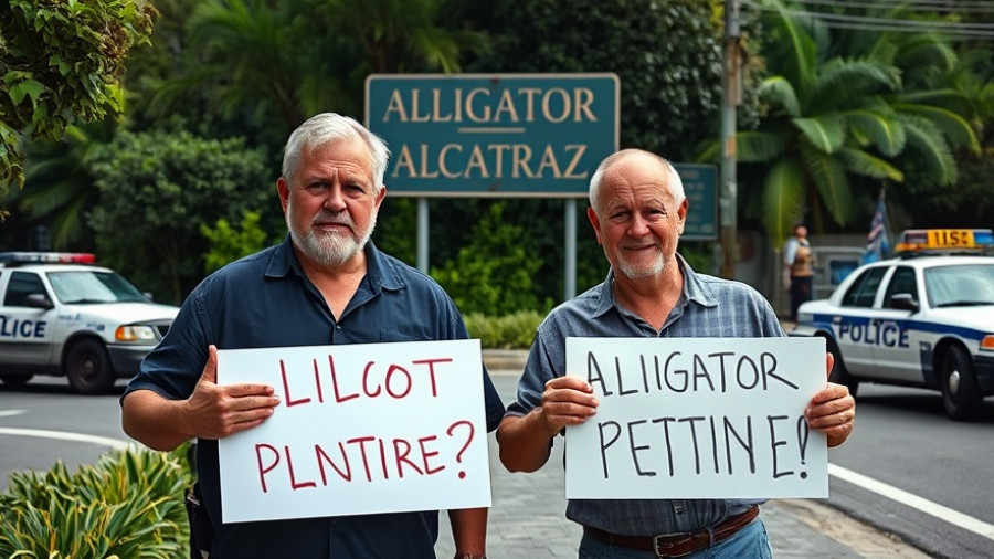 Alligator Alcatraz litigation paused protest scene.