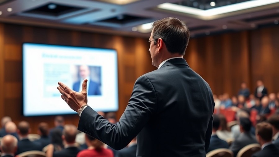 Speaker discussing PET imports tariffs at a conference.