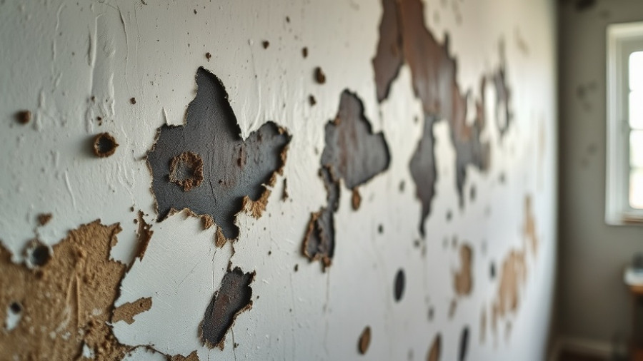Wall with mold underneath interior paint, showing damage.