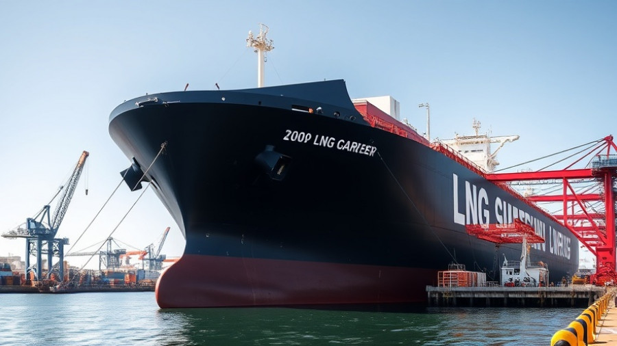 New Jersey LNG export terminal with docked ship.