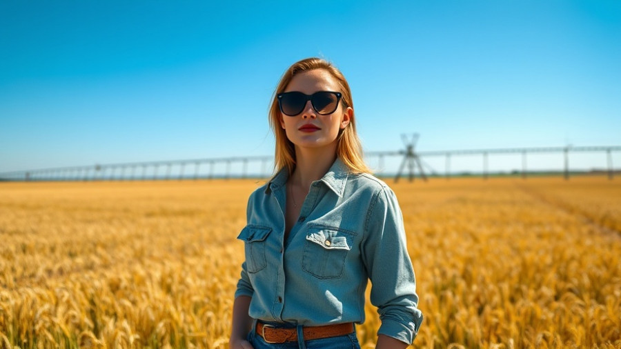 Woman in rye field with irrigation, Rye Whiskey Resurgence