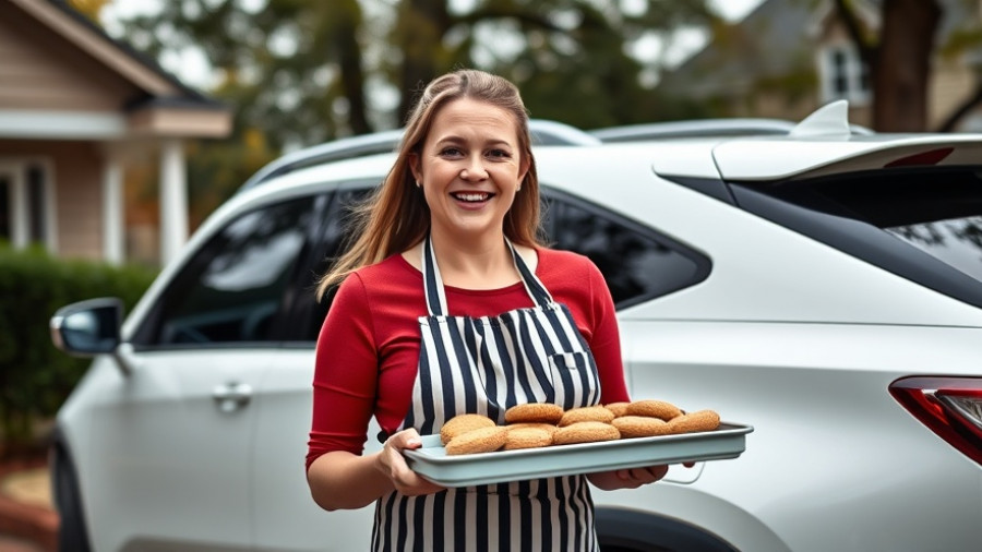 2026 Grand Wagoneer ad with woman and cookies in front of SUV.