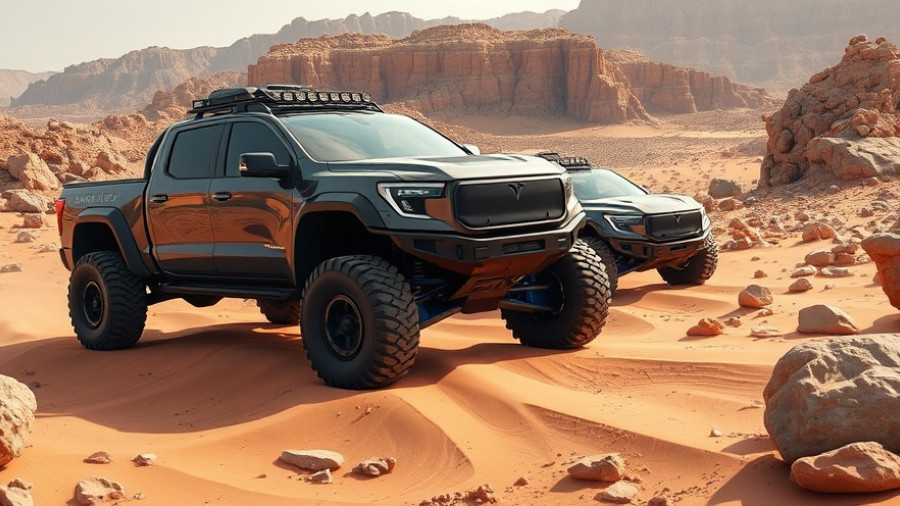 Tesla Cybertruck off-road upgrades in a desert landscape.