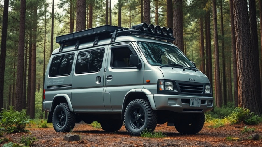 Daihatsu Deck Van with off-road upgrades in forest.