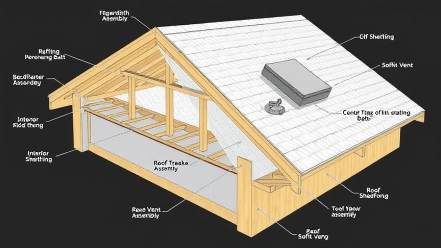 Diagram of vented assembly with insulation and foam for cathedral ceilings.