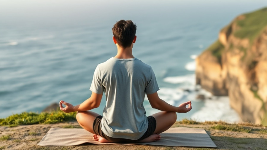 Mindfulness for Men: Man meditating by a coastal cliff