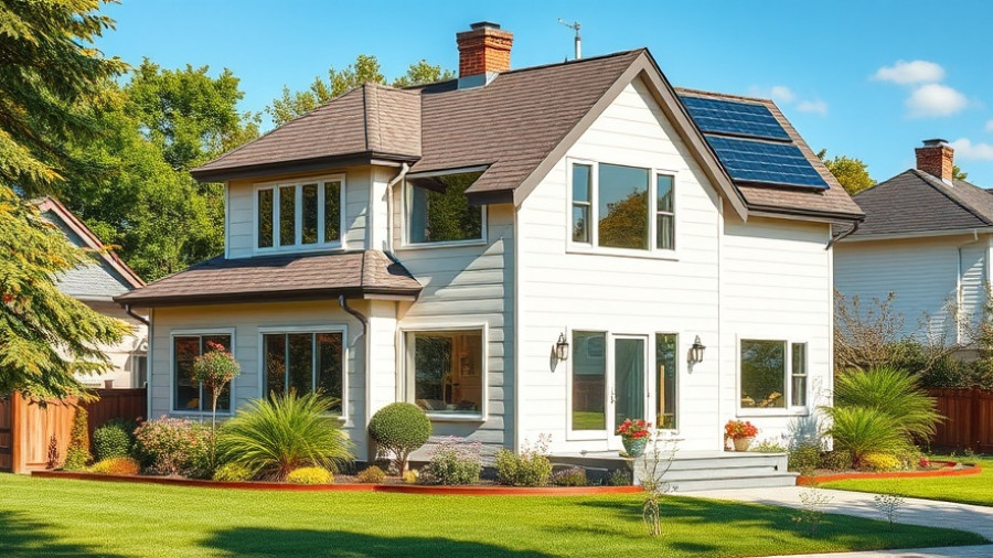 Energy-efficient home with retrofits and solar panels.