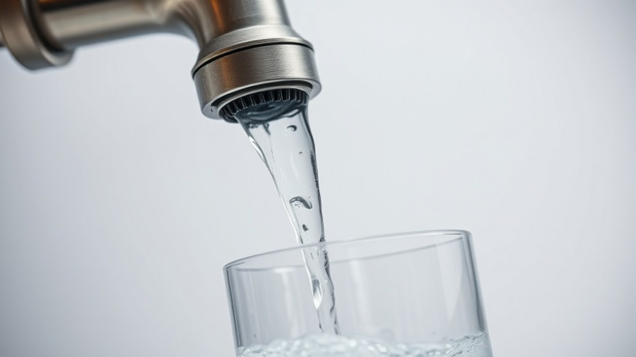 Clear water pouring from faucet into glass, highlighting PFAS contamination settlement New Jersey.
