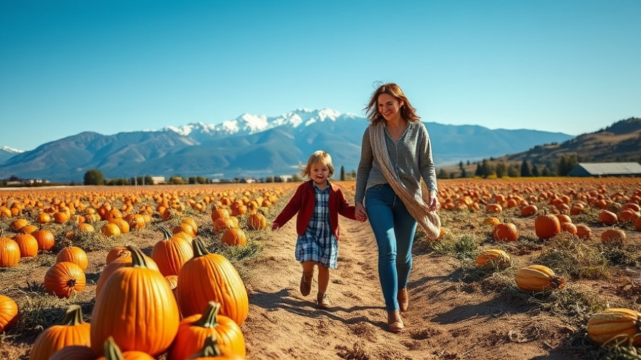 Family walking through pumpkin patch, embracing intentional family traditions on a sunny day.